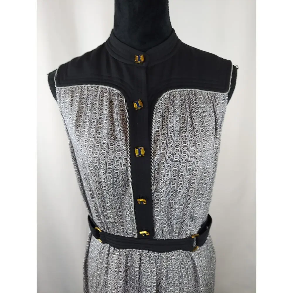 Tory Burch Blue Gemini Link Rampling Silk Belted Sleeveless Midi Dress Size 8